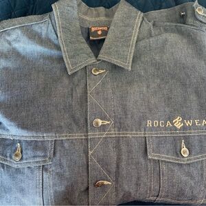 Vintage Rocawear Denim Jacket With Quilted Blue Lining